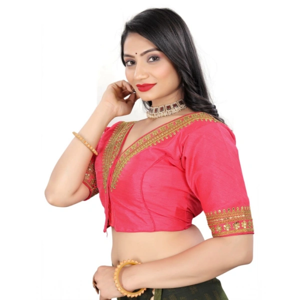 Women's Banglory Embroidery Readymade Blouse (Pink, Size: Free Size)