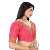 Women's Banglory Embroidery Readymade Blouse (Pink, Size: Free Size)