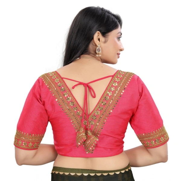 Women's Banglory Embroidery Readymade Blouse (Pink, Size: Free Size)
