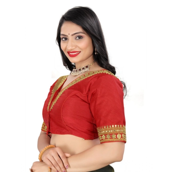 Women's Banglory Embroidery Readymade Blouse (Red, Size: Free Size)