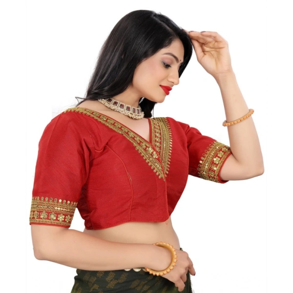 Women's Banglory Embroidery Readymade Blouse (Red, Size: Free Size)