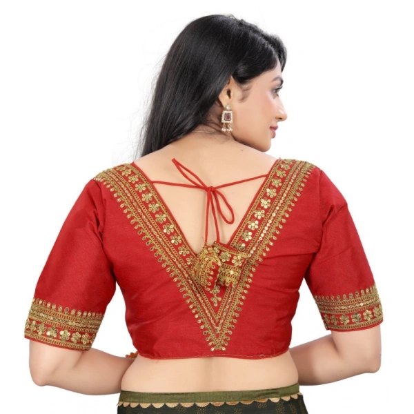 Women's Banglory Embroidery Readymade Blouse (Red, Size: Free Size)