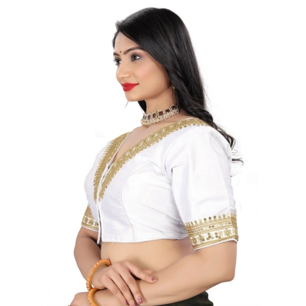 Women's Banglory Embroidery Readymade Blouse (White, Size: Free Size)