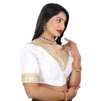 Women's Banglory Embroidery Readymade Blouse (White, Size: Free Size)