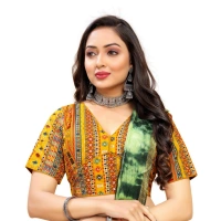 Women's Cotton Blend Plain Readymade Blouse (Mustard, Size: Free Size)