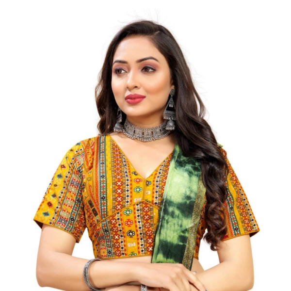 Women's Cotton Blend Plain Readymade Blouse (Mustard, Size: Free Size)