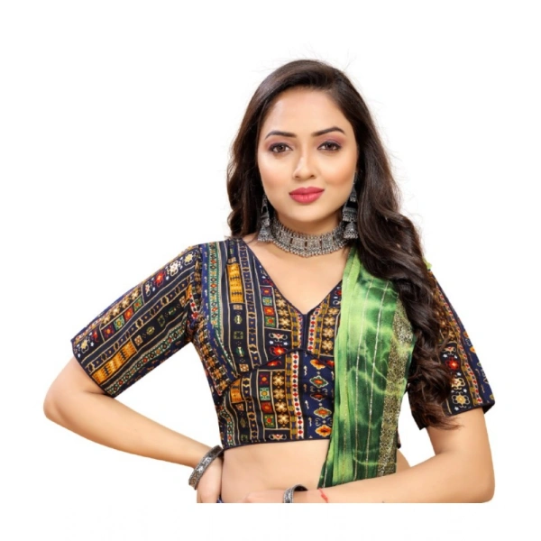 Women's Cotton Blend Plain Readymade Blouse (Navy Blue, Size: Free Size)