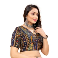 Women's Cotton Blend Plain Readymade Blouse (Navy Blue, Size: Free Size)