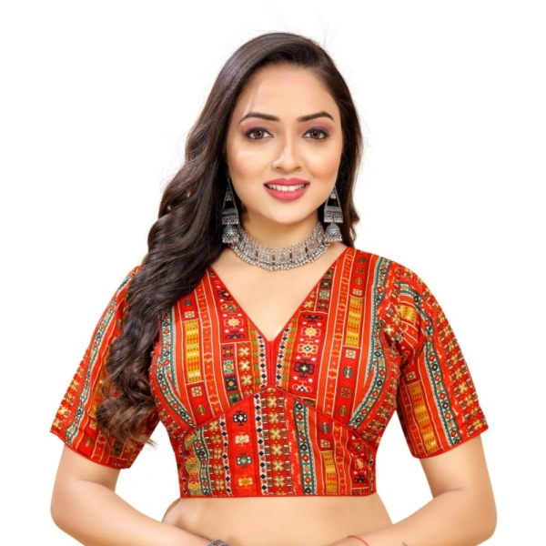 Women's Cotton Blend Plain Readymade Blouse (Red, Size: Free Size)