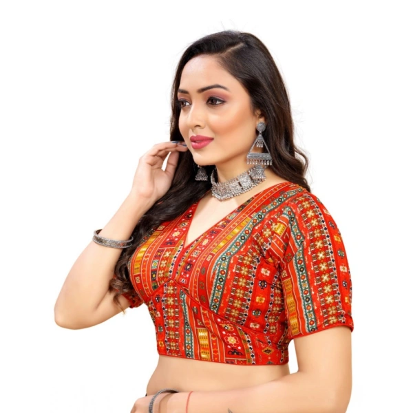 Women's Cotton Blend Plain Readymade Blouse (Red, Size: Free Size)