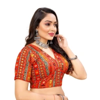 Women's Cotton Blend Plain Readymade Blouse (Red, Size: Free Size)