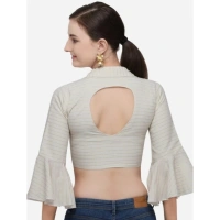 Women's Cotton Striped Readymade Blouse (Beige, Size: Free Size)