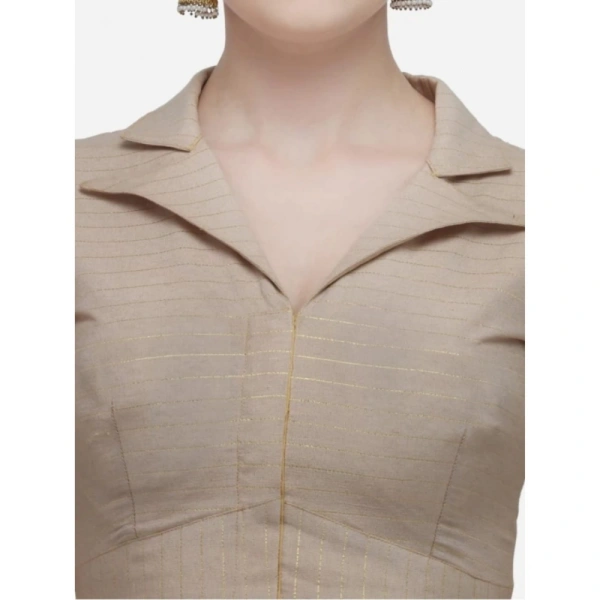 Women's Cotton Striped Readymade Blouse (Beige, Size: Free Size)
