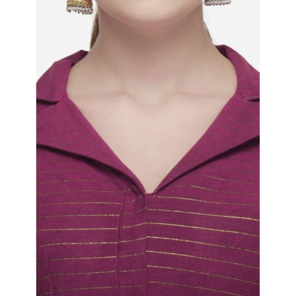 Women's Cotton Striped Readymade Blouse (Magenta, Size: Free Size)