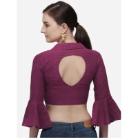Women's Cotton Striped Readymade Blouse (Magenta, Size: Free Size)
