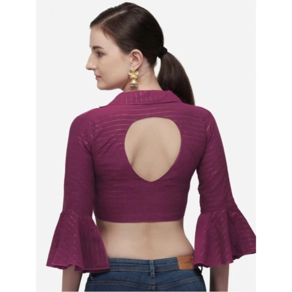 Women's Cotton Striped Readymade Blouse (Magenta, Size: Free Size)