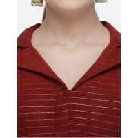 Women's Cotton Striped Readymade Blouse (Maroon, Size: Free Size)