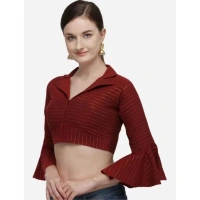 Women's Cotton Striped Readymade Blouse (Maroon, Size: Free Size)