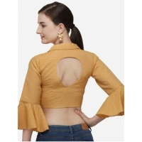 Women's Cotton Striped Readymade Blouse (Mustard, Size: Free Size)