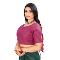Women's Cotton Thread Work Readymade Blouse (Barbie Pink, Size: Free Size)