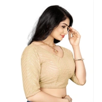 Women's Georgette Embroidery Readymade Blouse (Cream, Size: Free Size)