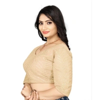 Women's Georgette Embroidery Readymade Blouse (Cream, Size: Free Size)