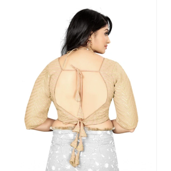 Women's Georgette Embroidery Readymade Blouse (Cream, Size: Free Size)