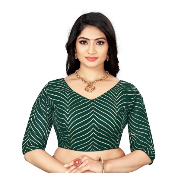 Women's Georgette Embroidery Readymade Blouse (Green, Size: Free Size)