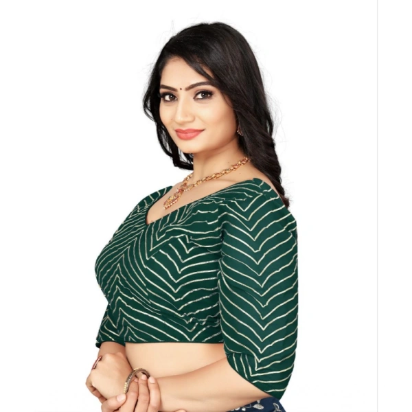 Women's Georgette Embroidery Readymade Blouse (Green, Size: Free Size)