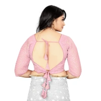 Women's Georgette Embroidery Readymade Blouse (L.Pink, Size: Free Size)