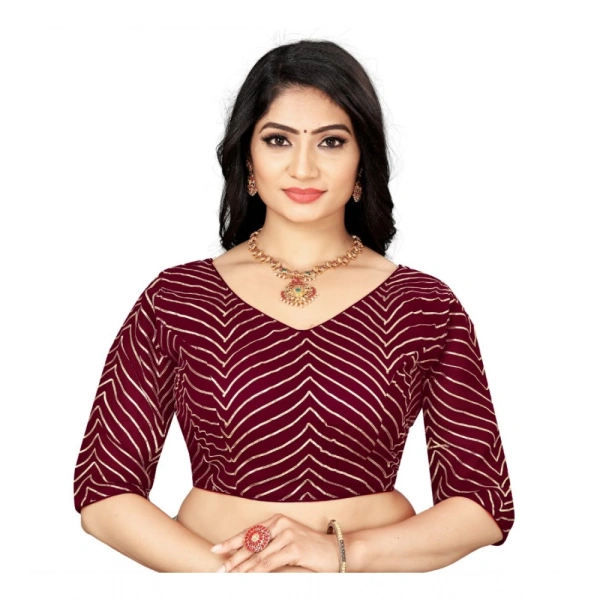 Women's Georgette Embroidery Readymade Blouse (Maroon, Size: Free Size)