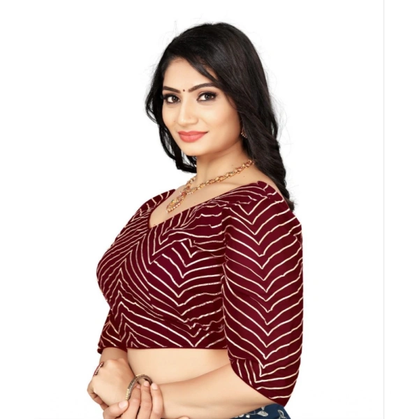 Women's Georgette Embroidery Readymade Blouse (Maroon, Size: Free Size)