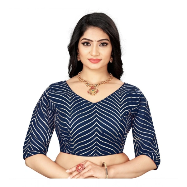 Women's Georgette Embroidery Readymade Blouse (Navy Blue, Size: Free Size)