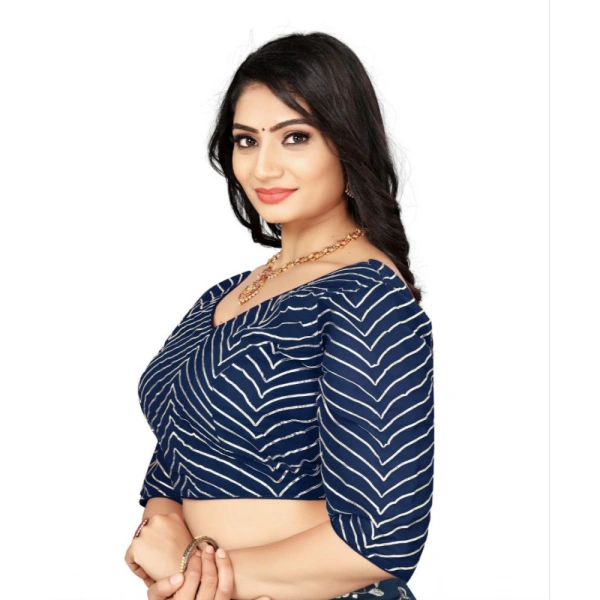 Women's Georgette Embroidery Readymade Blouse (Navy Blue, Size: Free Size)