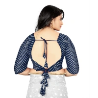Women's Georgette Embroidery Readymade Blouse (Navy Blue, Size: Free Size)