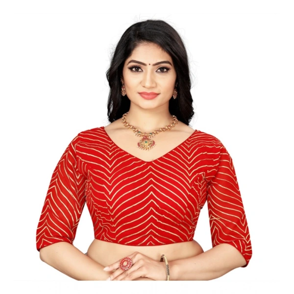 Women's Georgette Embroidery Readymade Blouse (Red, Size: Free Size)