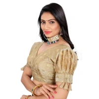 Women's Jimmy Choo Embroidery Readymade Blouse (Beige, Size: Free Size)
