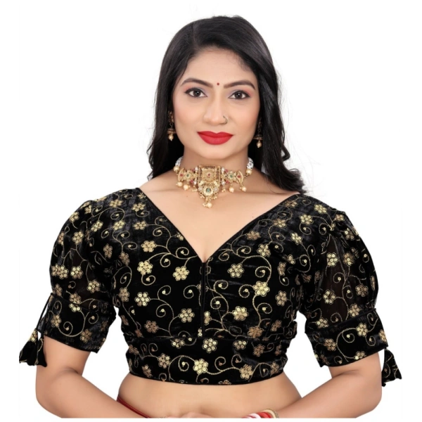 Women's Jimmy Choo Embroidery Readymade Blouse (Black, Size: Free Size)