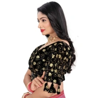 Women's Jimmy Choo Embroidery Readymade Blouse (Black, Size: Free Size)