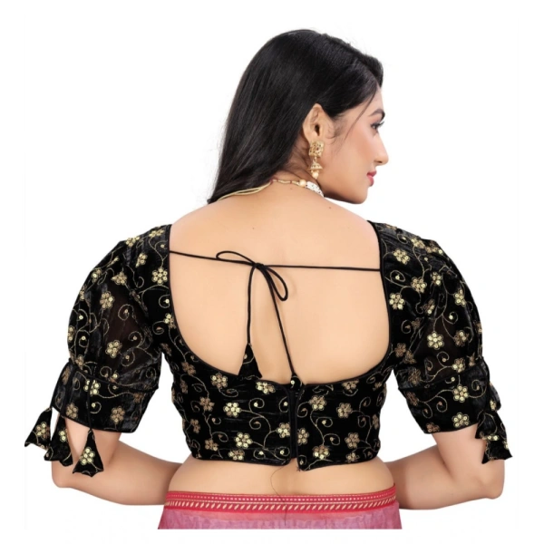 Women's Jimmy Choo Embroidery Readymade Blouse (Black, Size: Free Size)