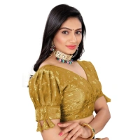Women's Jimmy Choo Embroidery Readymade Blouse (Gold, Size: Free Size)