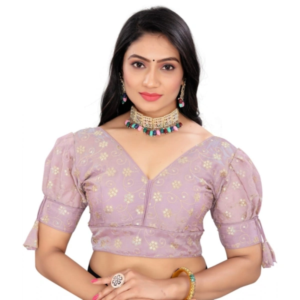 Women's Jimmy Choo Embroidery Readymade Blouse (Lavender, Size: Free Size)