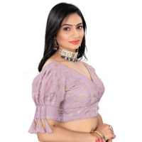 Women's Jimmy Choo Embroidery Readymade Blouse (Lavender, Size: Free Size)