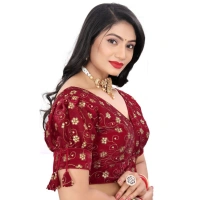Women's Jimmy Choo Embroidery Readymade Blouse (Maroon, Size: Free Size)