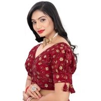 Women's Jimmy Choo Embroidery Readymade Blouse (Maroon, Size: Free Size)