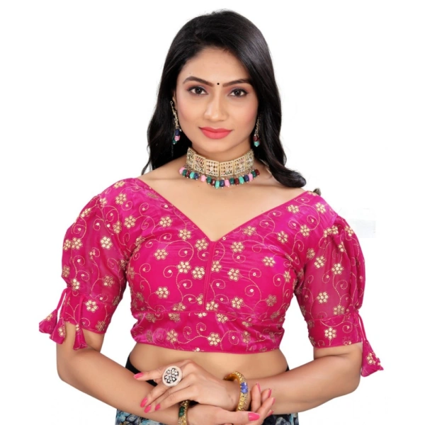 Women's Jimmy Choo Embroidery Readymade Blouse (Pink, Size: Free Size)