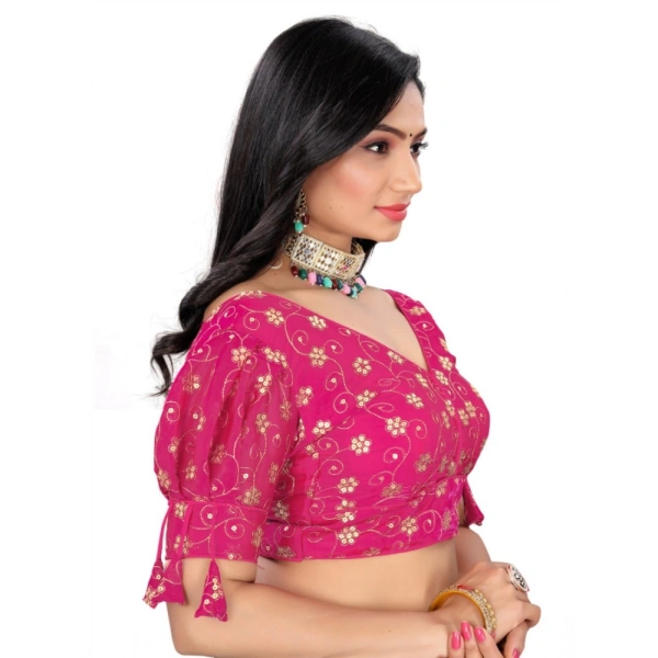 Women's Jimmy Choo Embroidery Readymade Blouse (Pink, Size: Free Size)