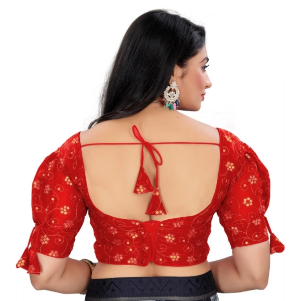 Women's Jimmy Choo Embroidery Readymade Blouse (Red, Size: Free Size)