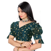 Women's Jimmy Choo Embroidery Readymade Blouse (Teal, Size: Free Size)