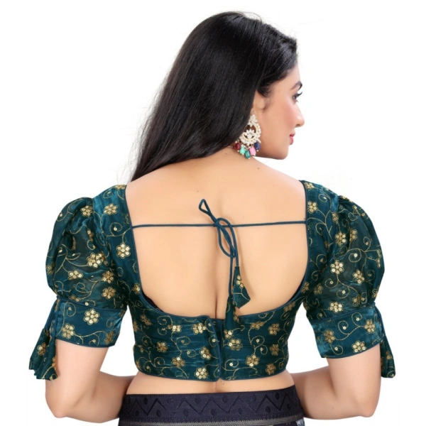Women's Jimmy Choo Embroidery Readymade Blouse (Teal, Size: Free Size)